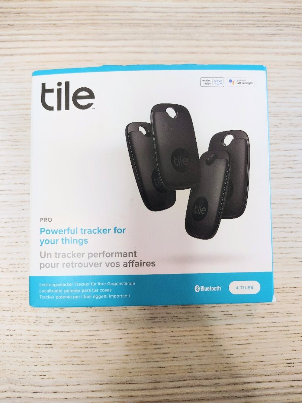 NEW Tile Pro (2022) Bluetooth Tracker -4 PACK- Key Item Finder Black RE-43004